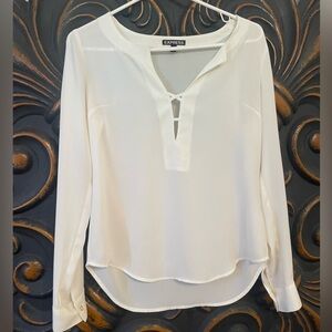 Express Ivory Blouse with Crisscross Detail